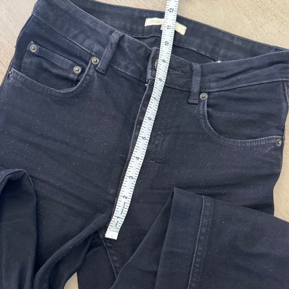 Maje Black Cropped Jeans With Fringe Hem View 5